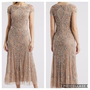 Elegant Pisarro Nights Beaded Mesh Dress